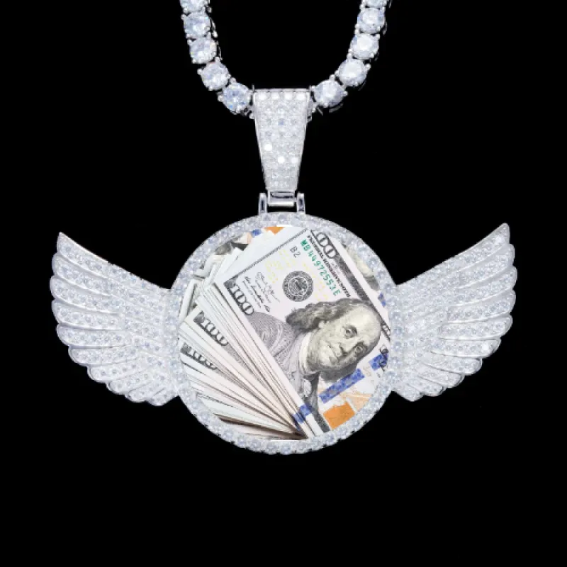 925S & VVS Moissanite 3D Wing Custom Picture Pendant sold by The GUU Shop