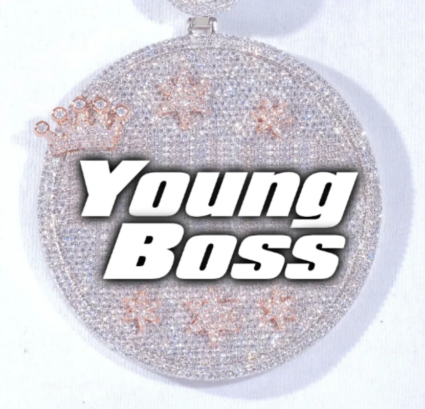 CUSTOM LETTER NECKLACE 3D BIG CROWN DISC sold by The GUU Shop