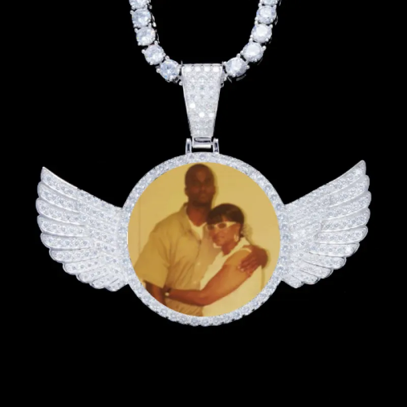 925S & VVS Moissanite 3D Wing Custom Picture Pendant sold by The GUU Shop