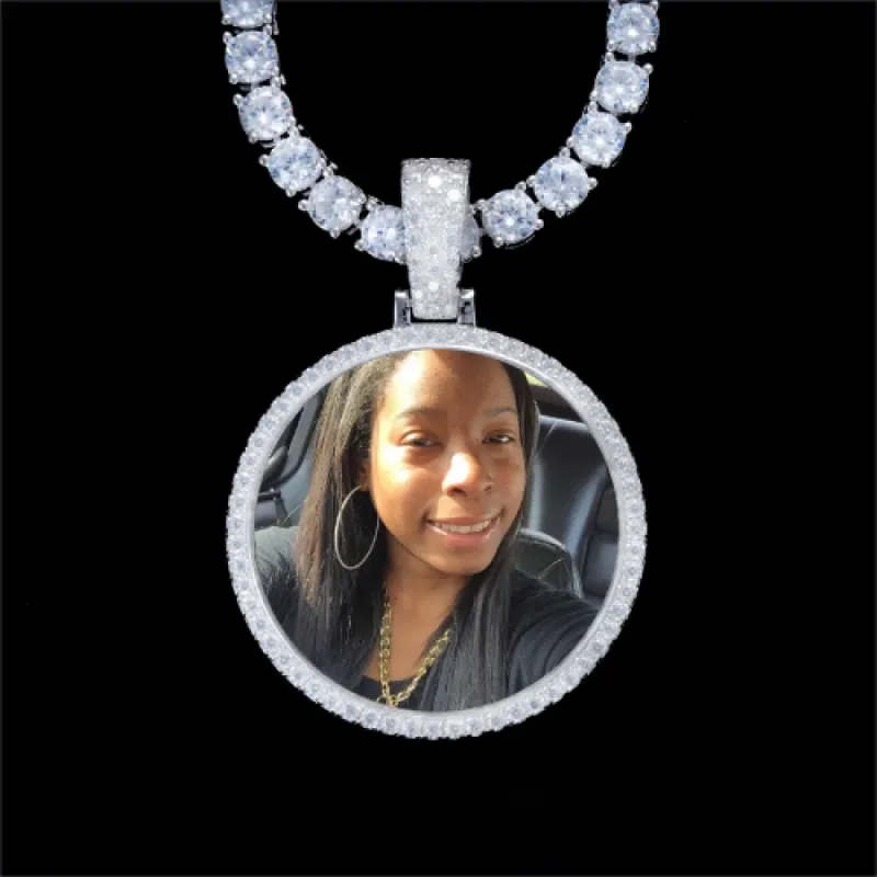 925S & VVS Moissanite 3D Circle Custom Picture Pendant sold by The GUU Shop