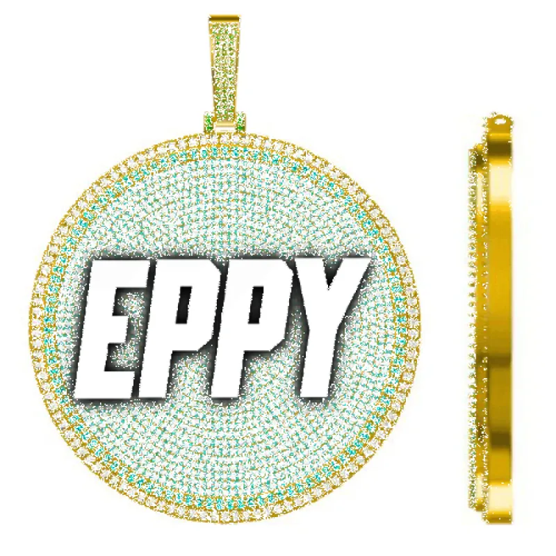 CUSTOM LETTER NECKLACE 3D BIG DISC sold by The GUU Shop