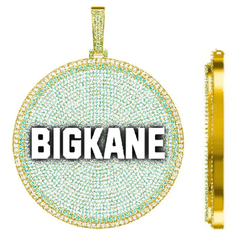 CUSTOM LETTER NECKLACE 3D BIG DISC sold by The GUU Shop