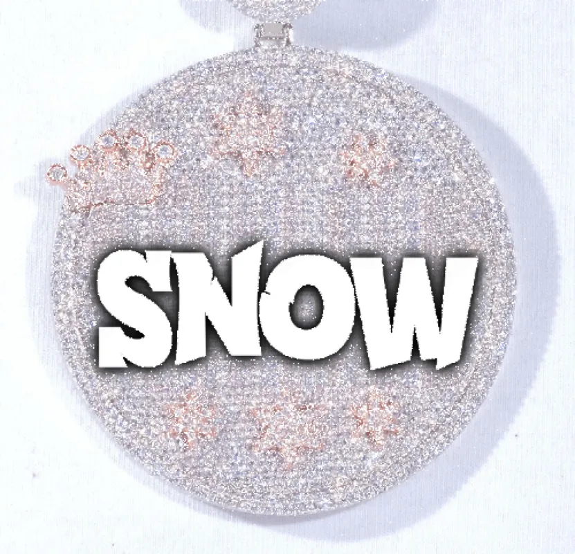 CUSTOM LETTER NECKLACE 3D BIG CROWN DISC sold by The GUU Shop