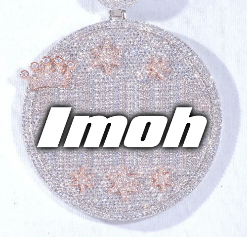 CUSTOM LETTER NECKLACE 3D BIG CROWN DISC sold by The GUU Shop