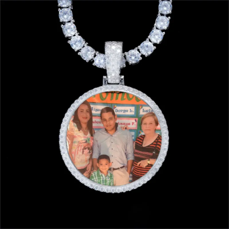 925S & VVS Moissanite 3D Circle Custom Picture Pendant sold by The GUU Shop