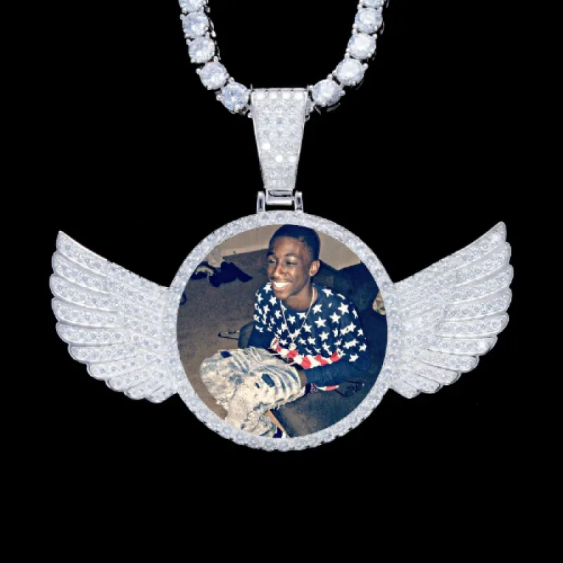 925S & VVS Moissanite 3D Wing Custom Picture Pendant sold by The GUU Shop