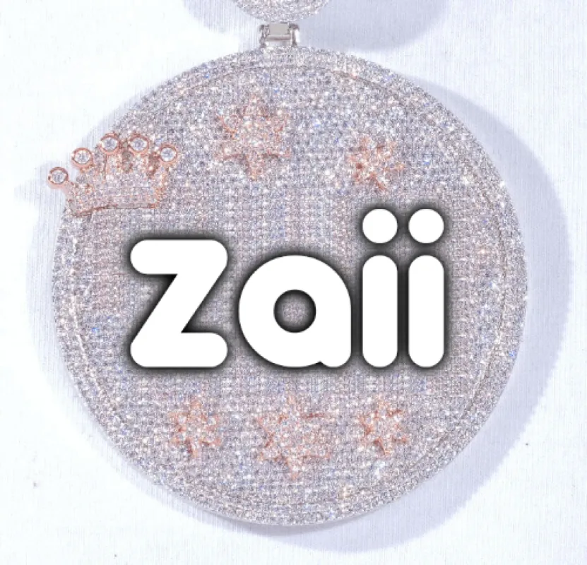 CUSTOM LETTER NECKLACE 3D BIG CROWN DISC sold by The GUU Shop