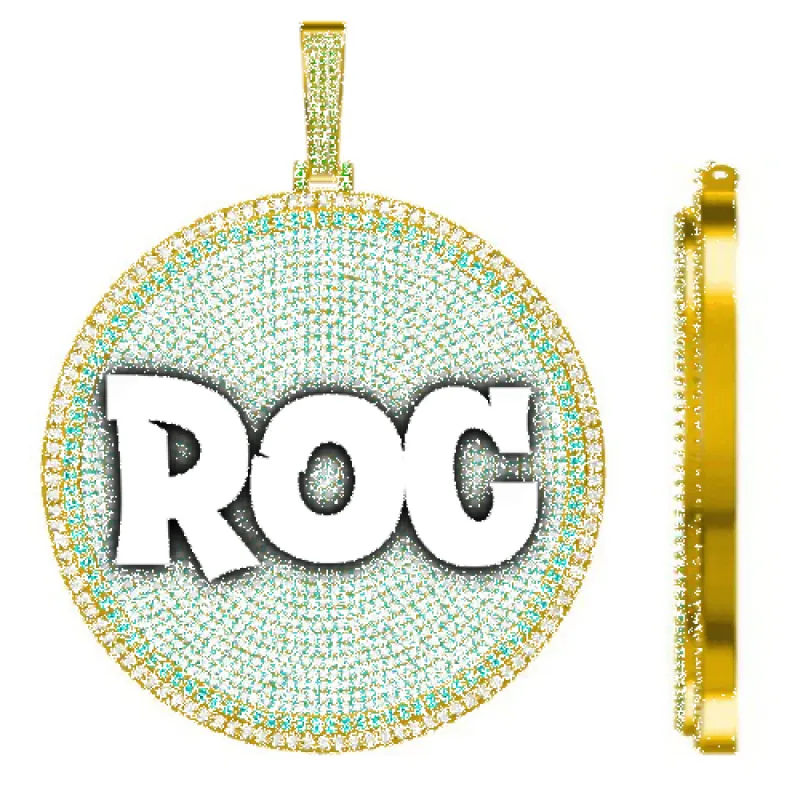 CUSTOM LETTER NECKLACE 3D BIG DISC sold by The GUU Shop