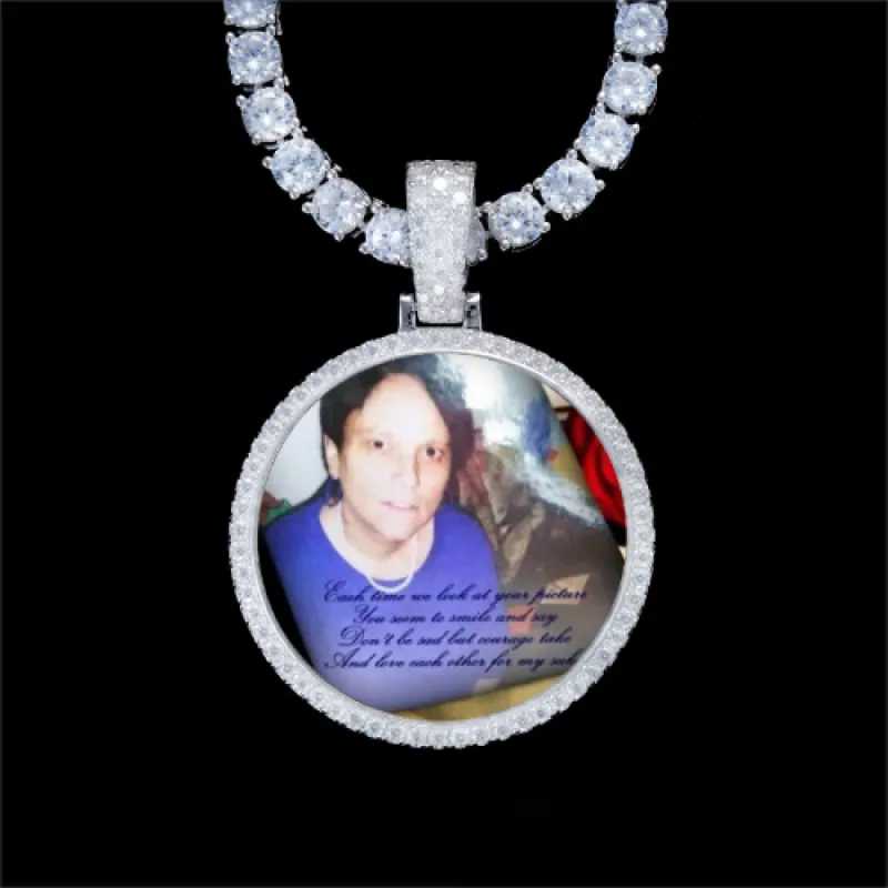 925S & VVS Moissanite 3D Circle Custom Picture Pendant sold by The GUU Shop