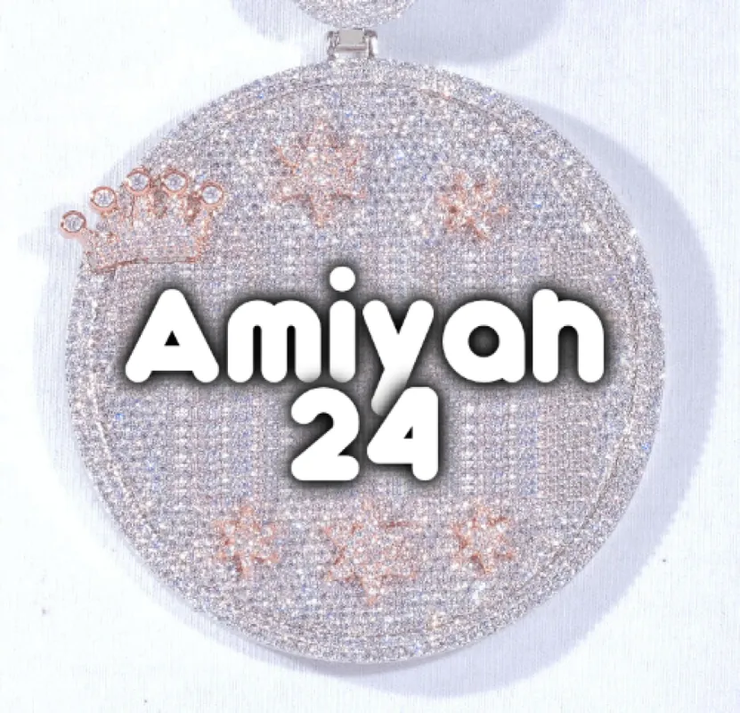 CUSTOM LETTER NECKLACE 3D BIG CROWN DISC sold by The GUU Shop