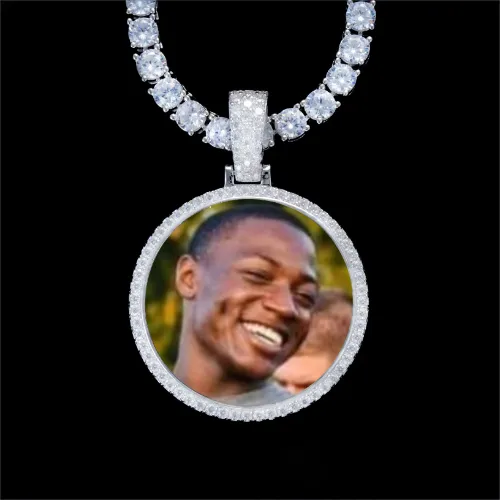 925S & VVS Moissanite 3D Circle Custom Picture Pendant sold by The GUU Shop
