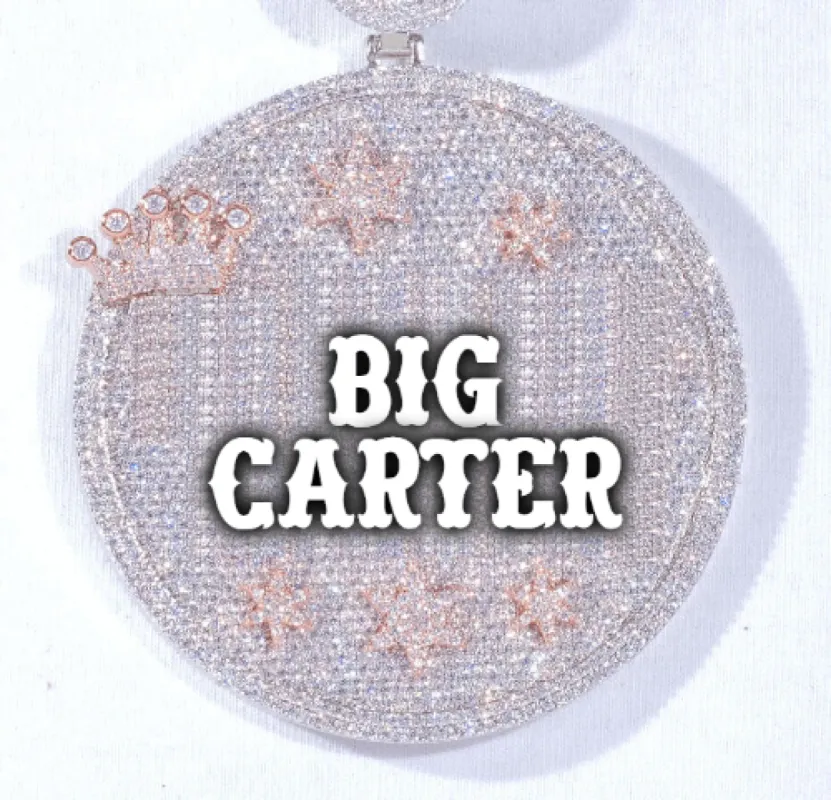 CUSTOM LETTER NECKLACE 3D BIG CROWN DISC sold by The GUU Shop