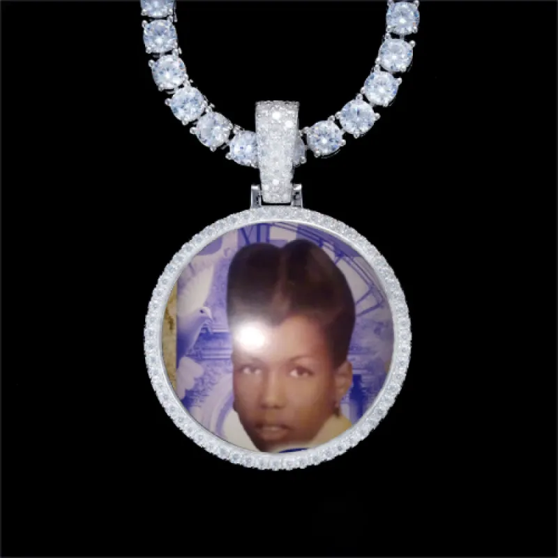 925S & VVS Moissanite 3D Circle Custom Picture Pendant sold by The GUU Shop