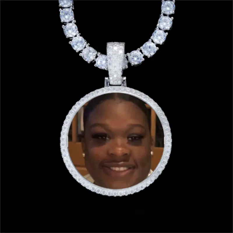 925S & VVS Moissanite 3D Circle Custom Picture Pendant sold by The GUU Shop