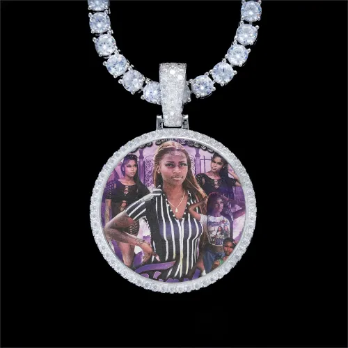 925S & VVS Moissanite 3D Circle Custom Picture Pendant sold by The GUU Shop