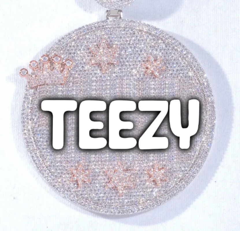 CUSTOM LETTER NECKLACE 3D BIG CROWN DISC sold by The GUU Shop