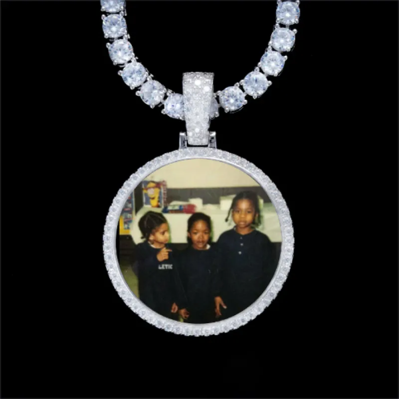 925S & VVS Moissanite 3D Circle Custom Picture Pendant sold by The GUU Shop