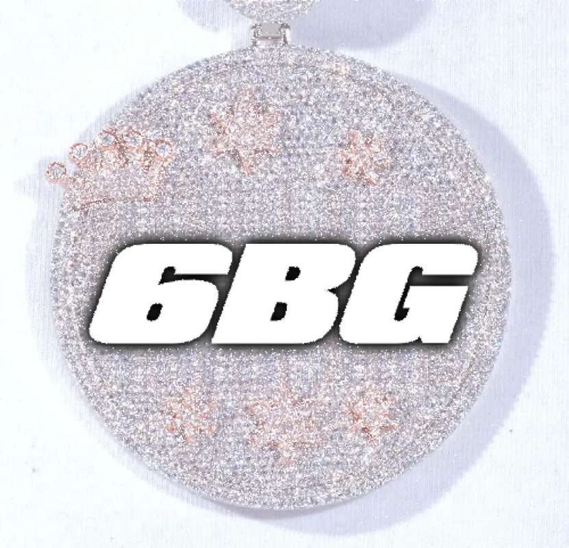 CUSTOM LETTER NECKLACE 3D BIG CROWN DISC sold by The GUU Shop