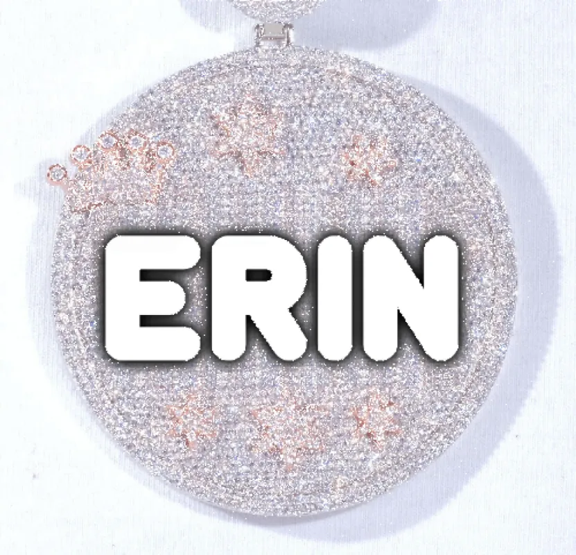 CUSTOM LETTER NECKLACE 3D BIG CROWN DISC made by The GUU Shop