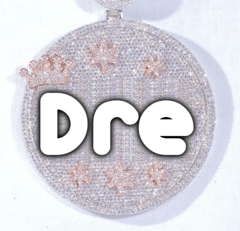 CUSTOM LETTER NECKLACE 3D BIG CROWN DISC sold by The GUU Shop