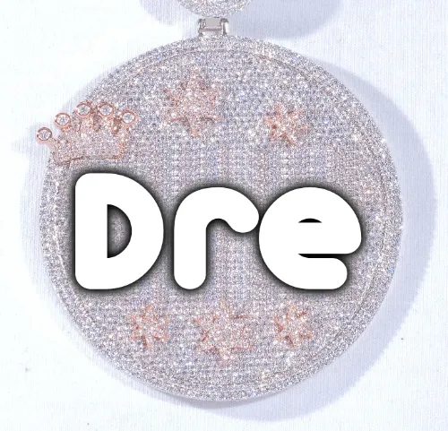 CUSTOM LETTER NECKLACE 3D BIG CROWN DISC sold by The GUU Shop