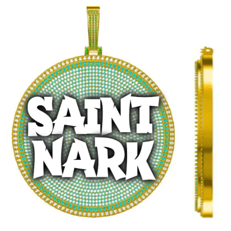 CUSTOM LETTER NECKLACE 3D BIG DISC sold by The GUU Shop