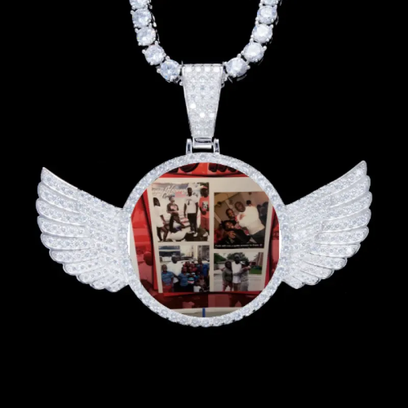 925S & VVS Moissanite 3D Wing Custom Picture Pendant sold by The GUU Shop