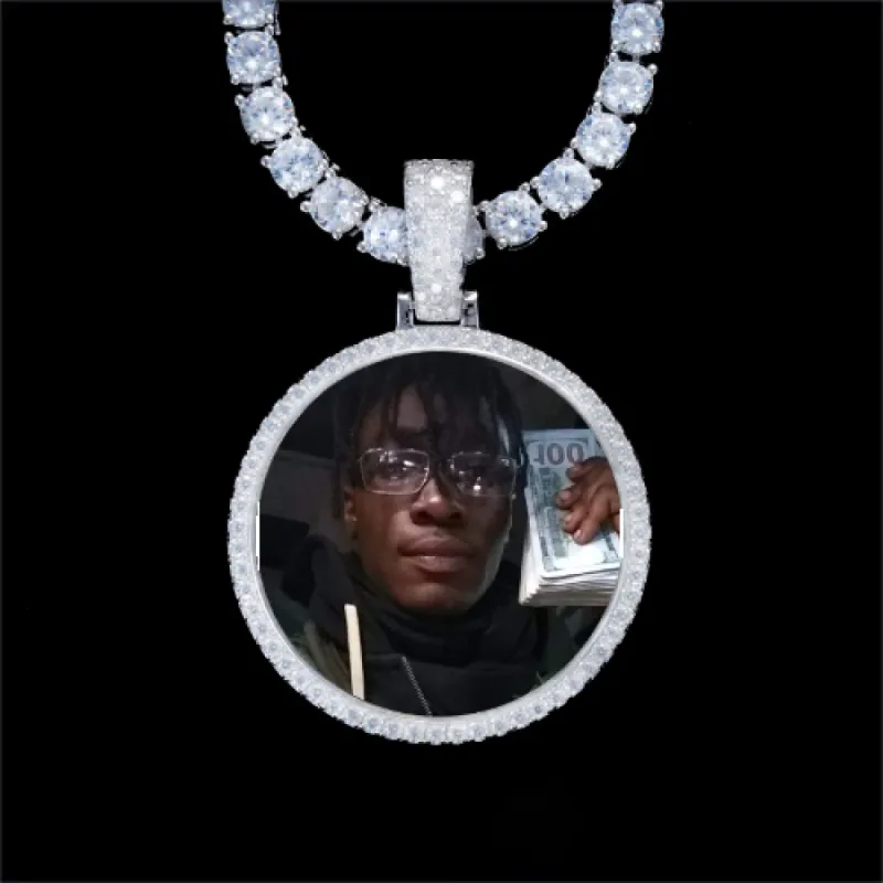 925S & VVS Moissanite 3D Circle Custom Picture Pendant sold by The GUU Shop