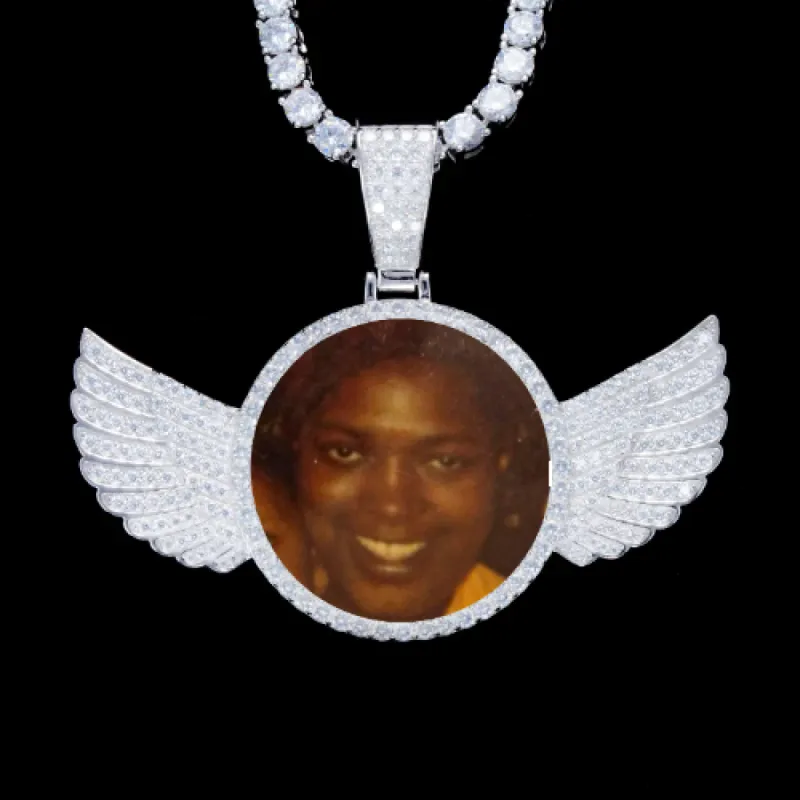 925S & VVS Moissanite 3D Wing Custom Picture Pendant sold by The GUU Shop