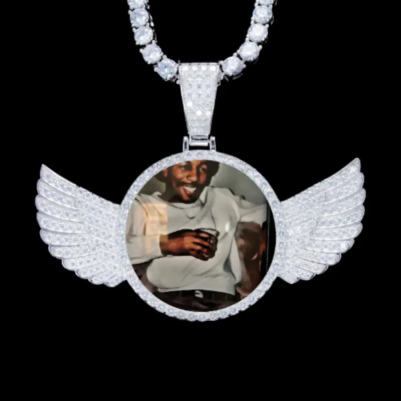 925S & VVS Moissanite 3D Wing Custom Picture Pendant sold by The GUU Shop