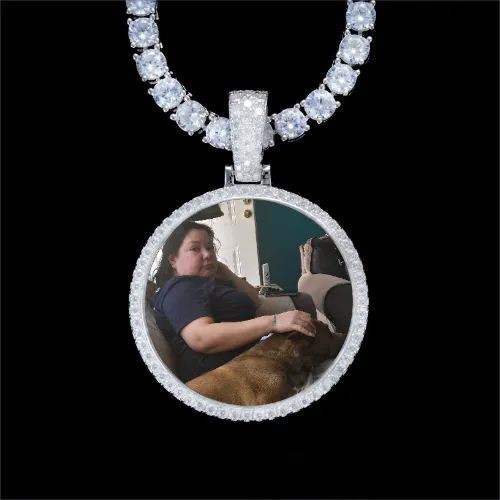 925S & VVS Moissanite 3D Circle Custom Picture Pendant sold by The GUU Shop