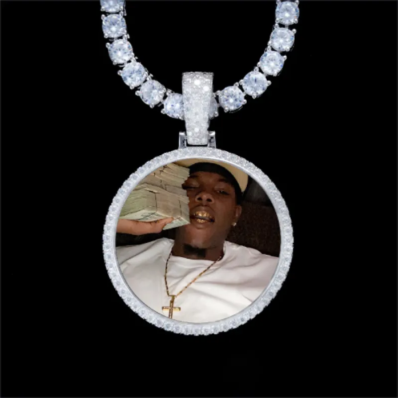 925S & VVS Moissanite 3D Circle Custom Picture Pendant sold by The GUU Shop