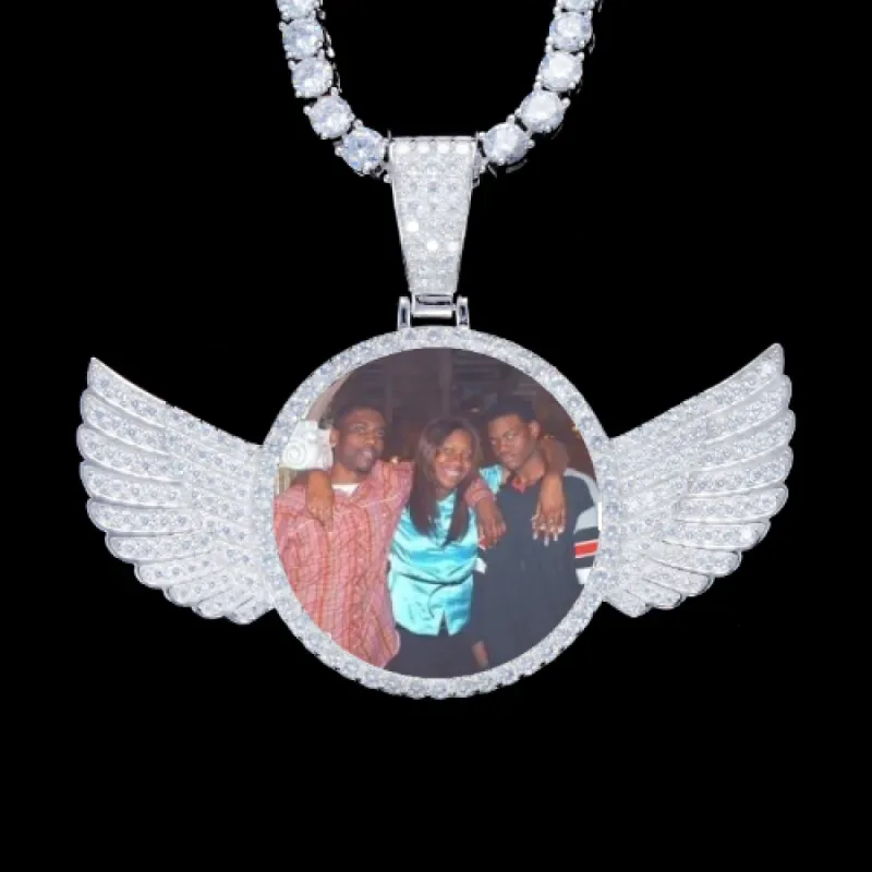 925S & VVS Moissanite 3D Wing Custom Picture Pendant sold by The GUU Shop