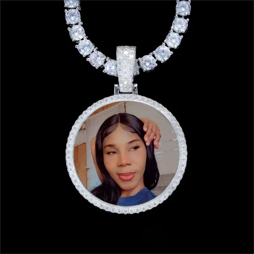 925S & VVS Moissanite 3D Circle Custom Picture Pendant sold by The GUU Shop