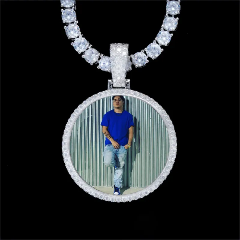 925S & VVS Moissanite 3D Circle Custom Picture Pendant sold by The GUU Shop