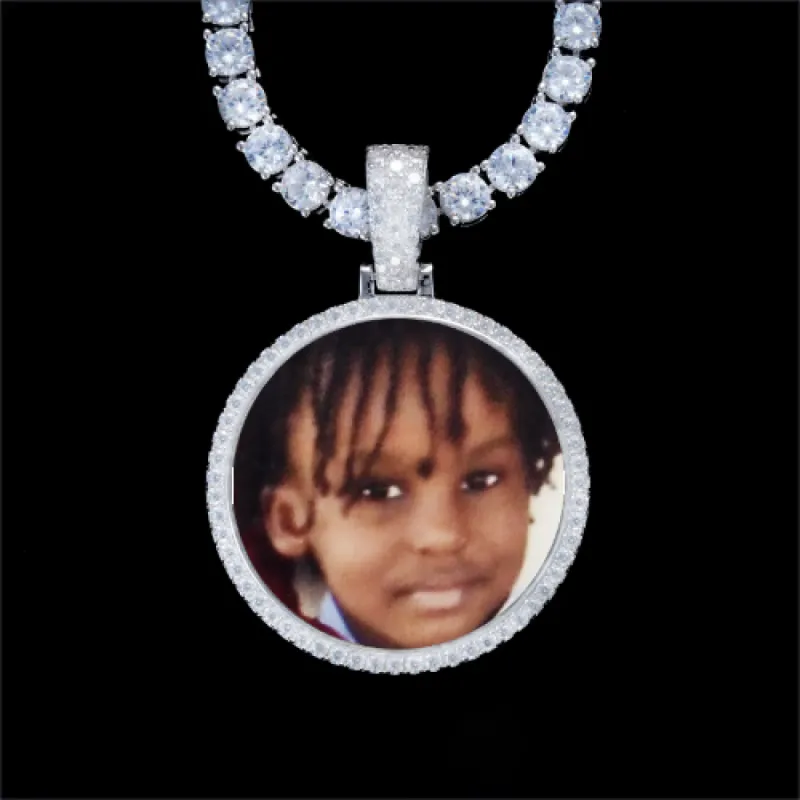 925S & VVS Moissanite 3D Circle Custom Picture Pendant sold by The GUU Shop