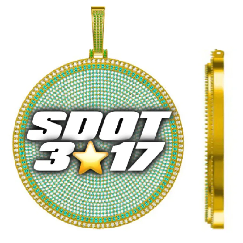 CUSTOM LETTER NECKLACE 3D BIG DISC sold by The GUU Shop