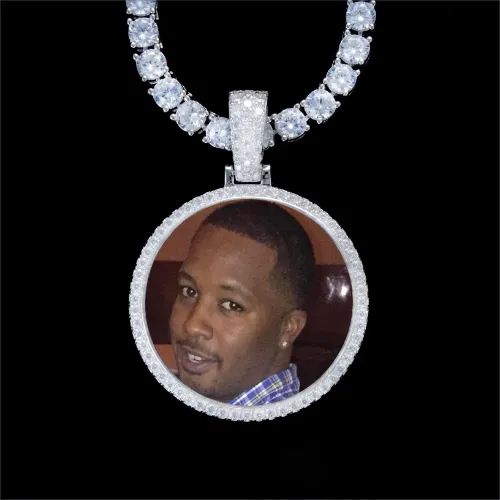 925S & VVS Moissanite 3D Circle Custom Picture Pendant sold by The GUU Shop