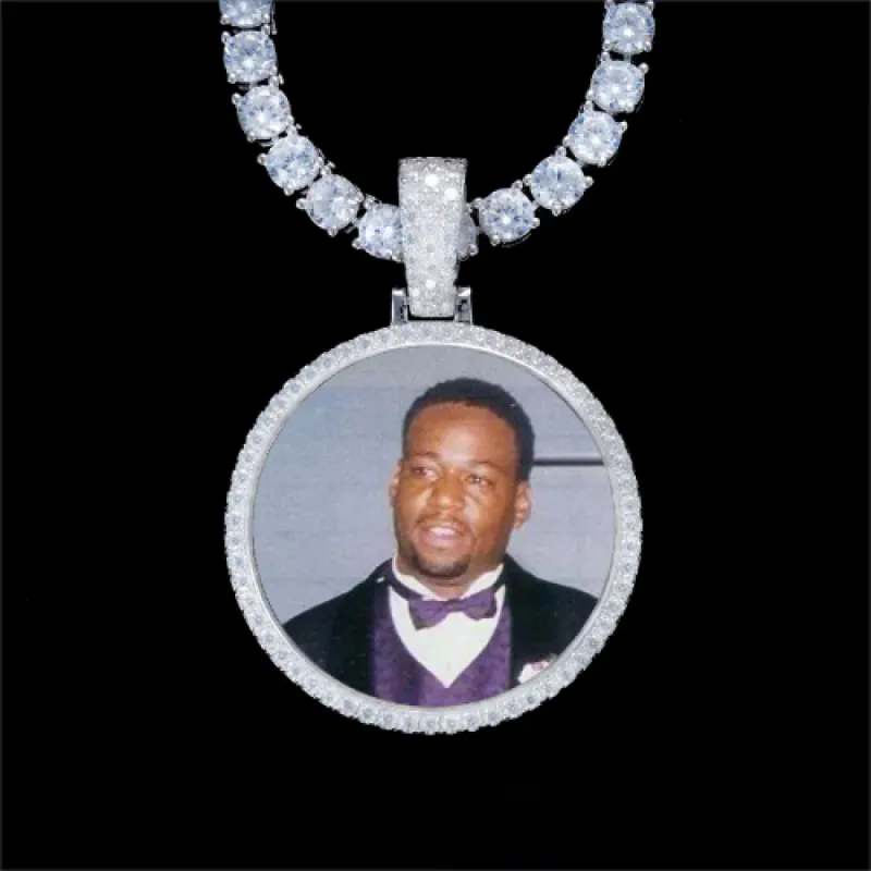 925S & VVS Moissanite 3D Circle Custom Picture Pendant sold by The GUU Shop