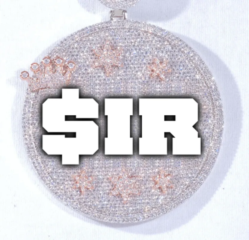 CUSTOM LETTER NECKLACE 3D BIG CROWN DISC sold by The GUU Shop