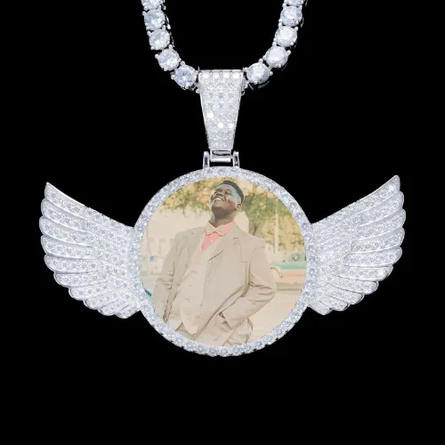 925S & VVS Moissanite 3D Wing Custom Picture Pendant sold by The GUU Shop