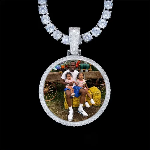 925S & VVS Moissanite 3D Circle Custom Picture Pendant sold by The GUU Shop