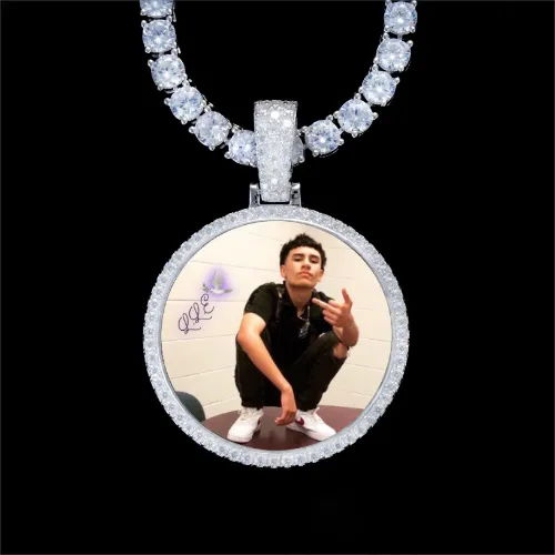 925S & VVS Moissanite 3D Circle Custom Picture Pendant sold by The GUU Shop