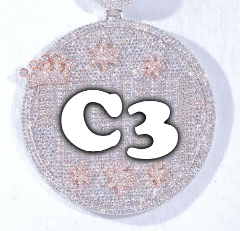 CUSTOM LETTER NECKLACE 3D BIG CROWN DISC sold by The GUU Shop