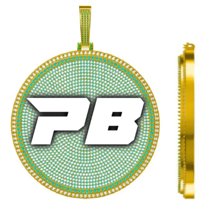 CUSTOM LETTER NECKLACE 3D BIG DISC sold by The GUU Shop