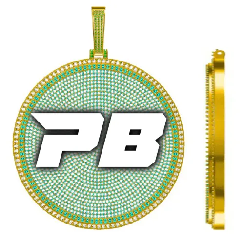 CUSTOM LETTER NECKLACE 3D BIG DISC sold by The GUU Shop