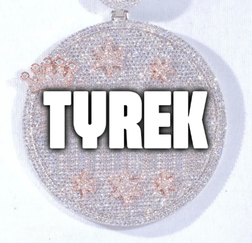 CUSTOM LETTER NECKLACE 3D BIG CROWN DISC sold by The GUU Shop