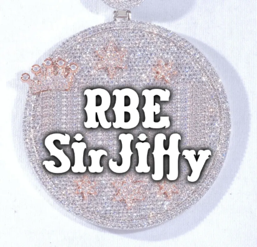 CUSTOM LETTER NECKLACE 3D BIG CROWN DISC sold by The GUU Shop