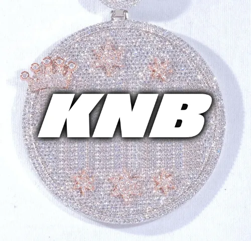 CUSTOM LETTER NECKLACE 3D BIG CROWN DISC sold by The GUU Shop