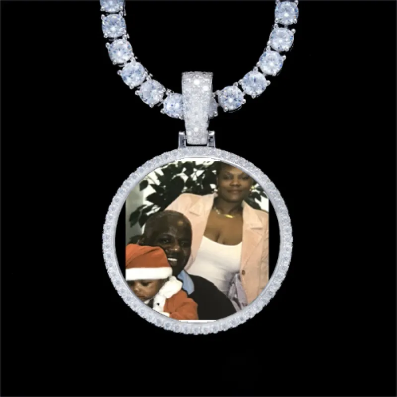 925S & VVS Moissanite 3D Circle Custom Picture Pendant sold by The GUU Shop
